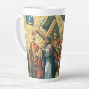 Taza De Café Latte Jesucristo cargando la cruz a su crucifixión