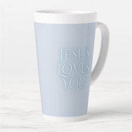 Taza De Café Latte Jesús ama el diseño de la tipografía cristiana