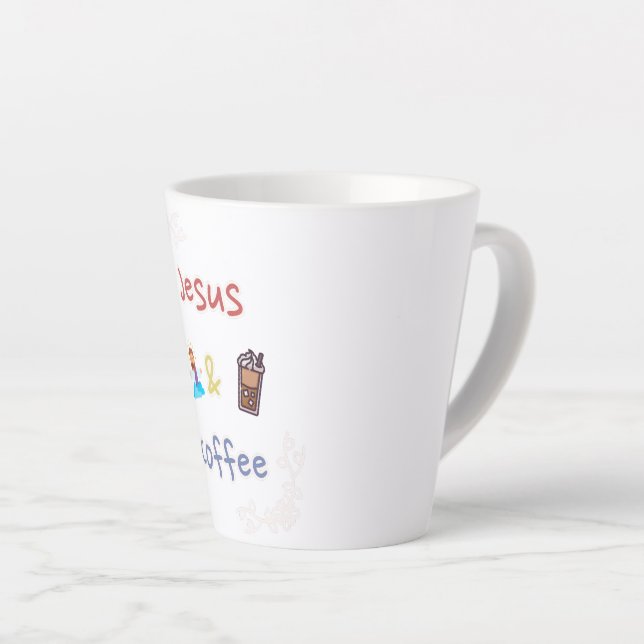 Taza De Café Latte Jesús + Café Latte Mug (Ángulo derecho)