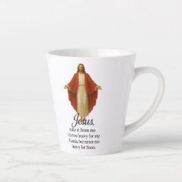 Taza De Café Latte Jesús en Rojo y Blanco