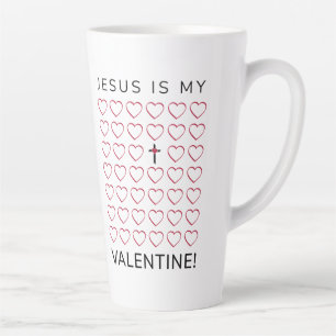 Taza De Café Latte Jesús es mi cruz de corazón de San Valentín