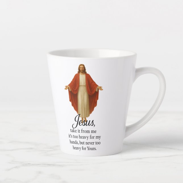 Taza De Café Latte Jesus in Red and White (Derecha)