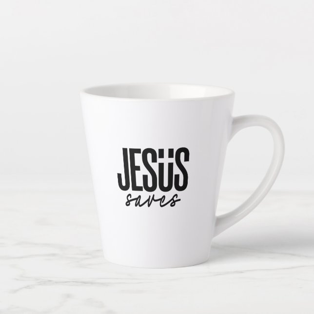 TAZA DE CAFÉ LATTE JESUS SAVES (Derecha)