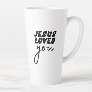 Taza De Café Latte 'Jesús te Ama' Minimalista Cristiano Alentador