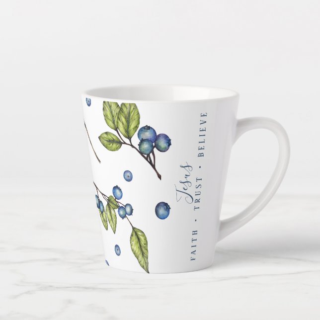 Taza De Café Latte Jesús y Blueberries (Derecha)