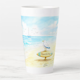 Taza De Café Latte Jon Seagull - Paz y Amor