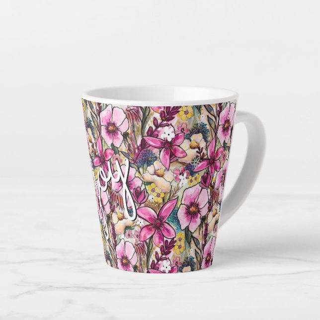 Taza De Café Latte Joy Floral (Ángulo derecho)