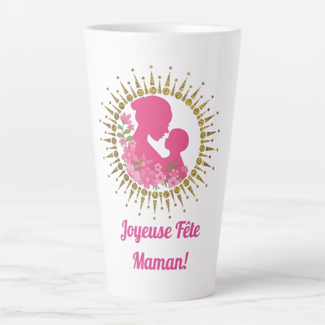 Taza De Café Latte Joyeuse Fête Maman  (Anverso)