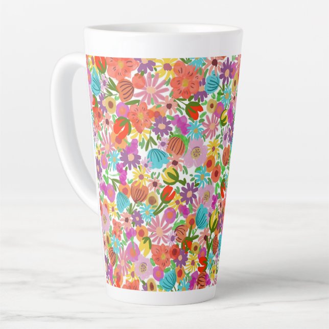 Taza De Café Latte Joyful Garden Bloom (Ángulo izquierdo)