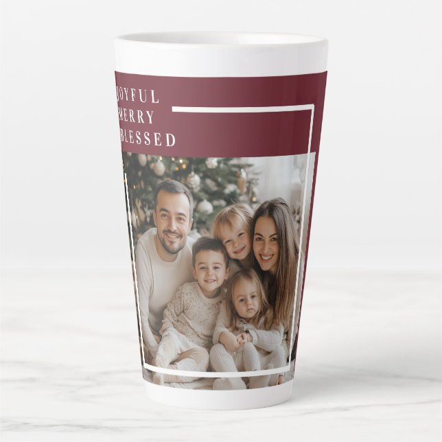Taza De Café Latte Joyful Merry Blessed Christmas Photo  (Anverso)