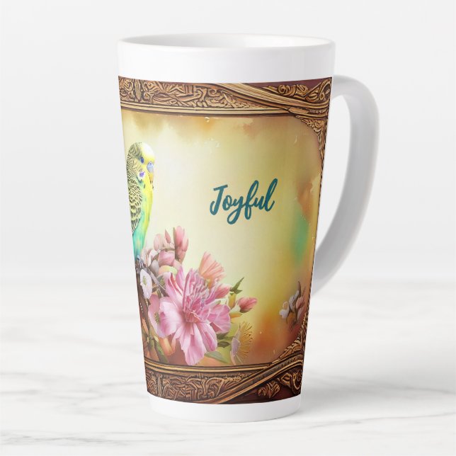 Taza De Café Latte Joyful Parakeet (Ángulo derecho)