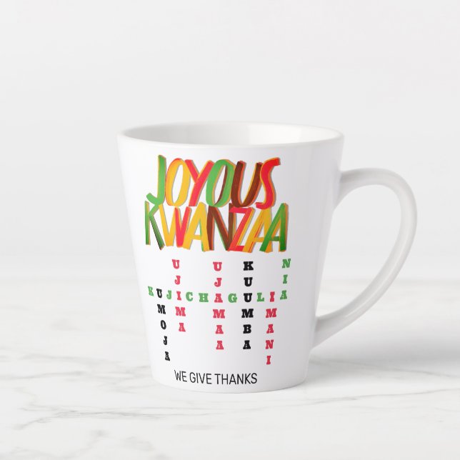Taza De Café Latte Joyous KWANZAA Principios la cruz (Derecha)
