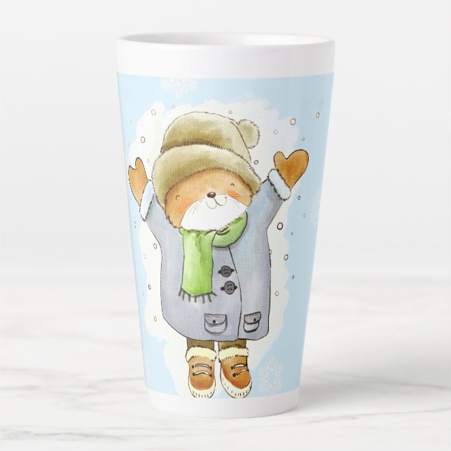 Taza De Café Latte Joyous Winter Cat (Anverso)