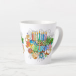 Taza De Café Latte Judaica - Chanukah Latte Mugs - Software de regalo<br><div class="desc">Software Judaica - Hanukah Coffee Mugs - Latte Mug - Vacaciones judías - Regalos de Hanukkah - Invitados y familia</div>