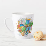 Taza De Café Latte Judaica - Chanukah Latte Mugs - Software de regalo<br><div class="desc">Software Judaica - Hanukah Coffee Mugs - Latte Mug - Vacaciones judías - Regalos de Hanukkah - Invitados y familia</div>
