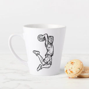 Taza De Café Latte Jugador de baloncesto Haciendo Slam Dunk Dark Desi