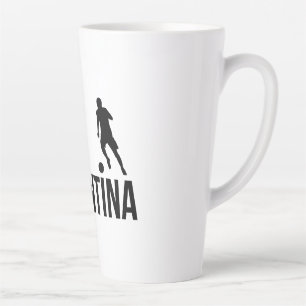 Taza De Café Latte Jugador de fútbol de bandera argentina usa el punt