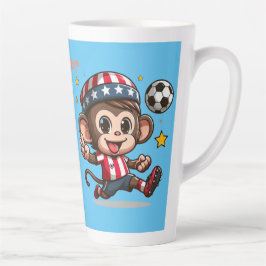 Taza De Café Latte Jugador de Fútbol Mono Feliz Lindo