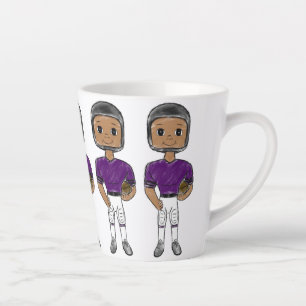 Taza De Café Latte jugador de fútbol retro vintage simple morado negr