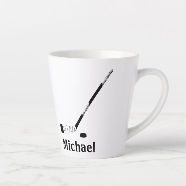 TAZA DE CAFÉ LATTE JUGADOR DE HOCKEY PERSONALIZADO LATTE MUG (Derecha)