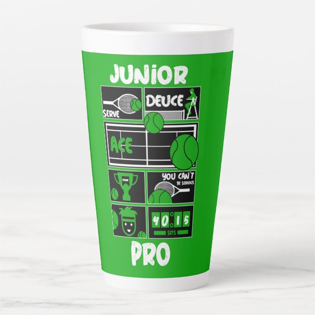 Taza De Café Latte Jugador de tenis junior camiseta (Anverso)