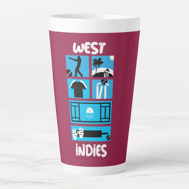 Taza De Café Latte Jugadores de Cricket de las Indias Occidentales (Anverso)