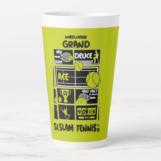 Taza De Café Latte Jugadores de tenis en silla de ruedas (Anverso)