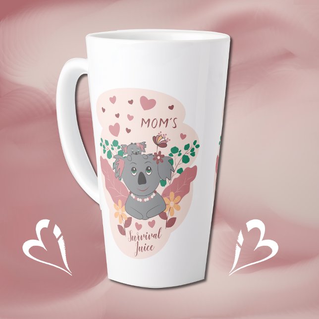 Taza De Café Latte Jugo de supervivencia de nueva mamá Cute Koala Lat (Subido por el creador)