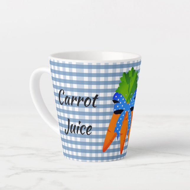 Taza De Café Latte Jugo de Zanahoria a Cuadros Azules Estilo Casa de  (Ángulo izquierdo)