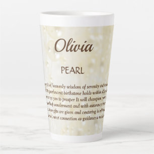Taza De Café Latte June Birthstone Pearl design