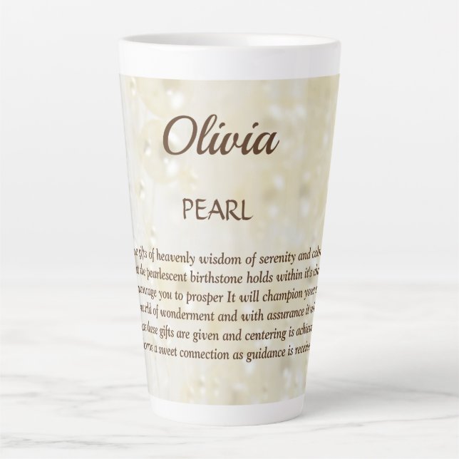 Taza De Café Latte June Birthstone Pearl design (Anverso)