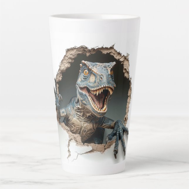 Taza De Café Latte Jurassic Raptor Dinosaur Velociraptor (Anverso)