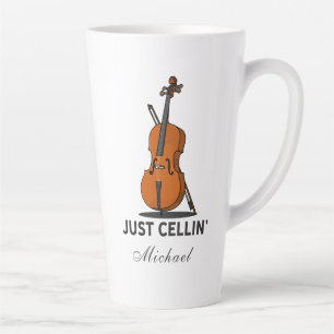 Taza De Café Latte Just Cellin Cellist Performance Music Cello