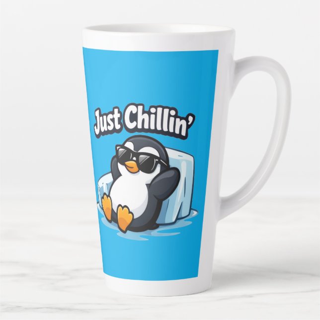 Taza De Café Latte JUST CHILLING PINGUIN Throw Pillow (Derecha)