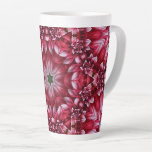 Taza De Café Latte Kaleidoscopic Crimson Dahlia
