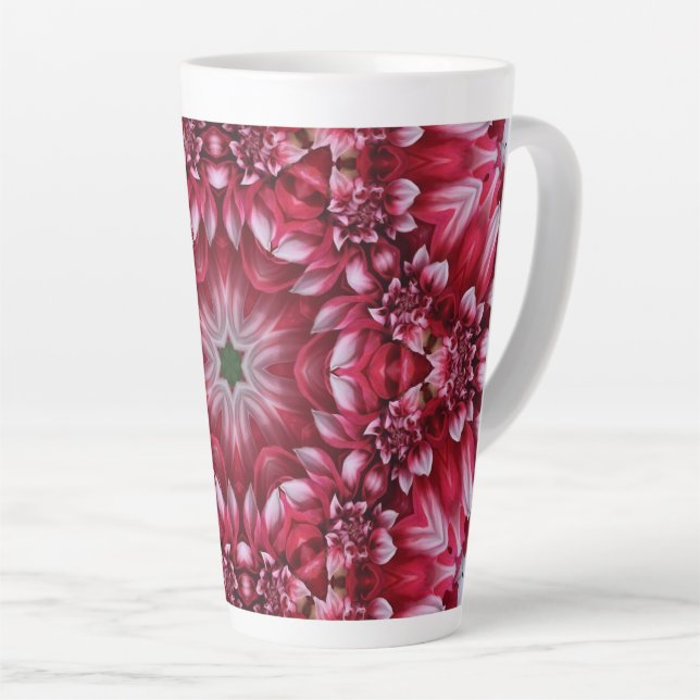 Taza De Café Latte Kaleidoscopic Crimson Dahlia (Ángulo derecho)