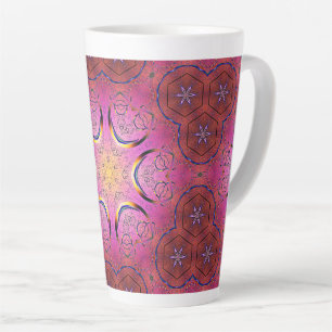 Taza De Café Latte Kaleidoscopio del corazón radiante