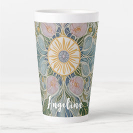 Taza De Café Latte Kaleidoscopio floral personalizado