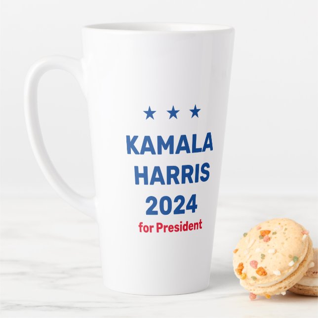 Taza De Café Latte Kamala Harris Por El Presidente 2024 (In situ)
