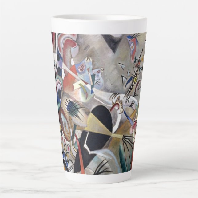 Taza De Café Latte Kandinsky En Arte Resumen Gris (Anverso)