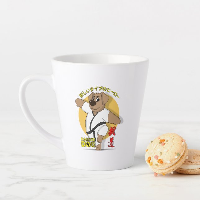 Taza De Café Latte Karate Dog | Latte Mug (In situ)