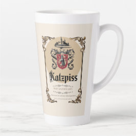 Taza De Café Latte Katzpiss - Copa Latte con etiqueta de vino de paro