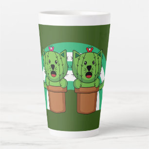 Taza De Café Latte Kawaii Cute Cat Cactus Plant Mascota