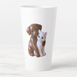 Taza De Café Latte Kawaii Dog & Cat 