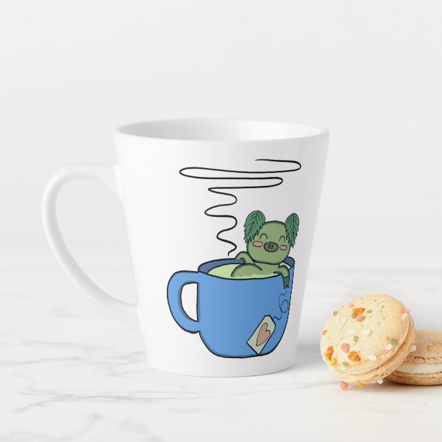 Taza De Café Latte Kawaii Mint Pig Mug (In situ)
