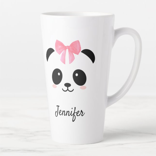 Taza De Café Latte Kawaii panda linda cinta rosa personalizada  (Derecha)