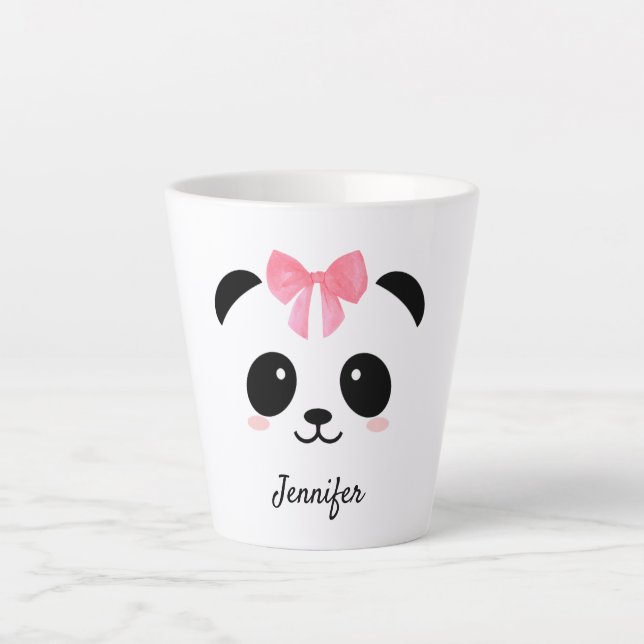Taza De Café Latte Kawaii panda lindo fango latte personalizado (Anverso)