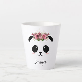 Taza De Café Latte Kawaii panda lindo fango latte personalizado flora