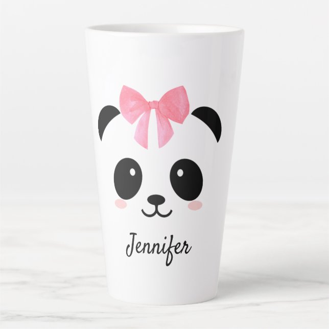 Taza De Café Latte Kawaii panda lindo personalizado (Anverso)