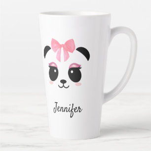 Taza De Café Latte Kawaii panda lindo pestañas personalizadas